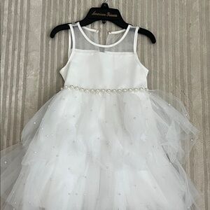 American Princess Ivory Tulle Dress with Pearl  communion, wedding, baptism